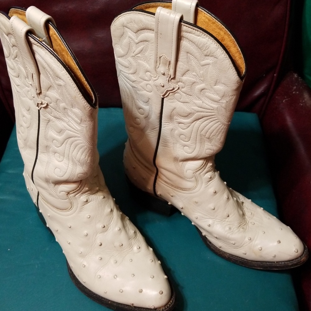 Joca Ostrich Cream Western Boots 26.5 EE 9.5W